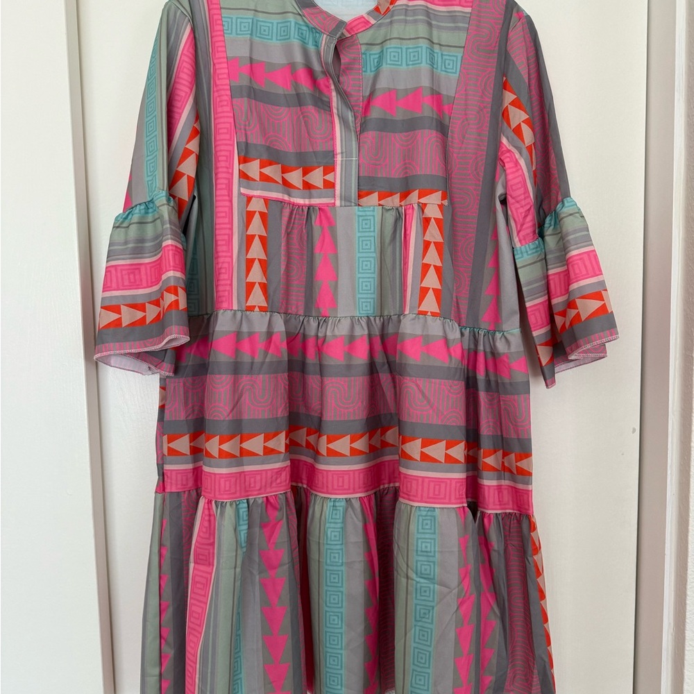 Colorful Geometric Pattern Dress